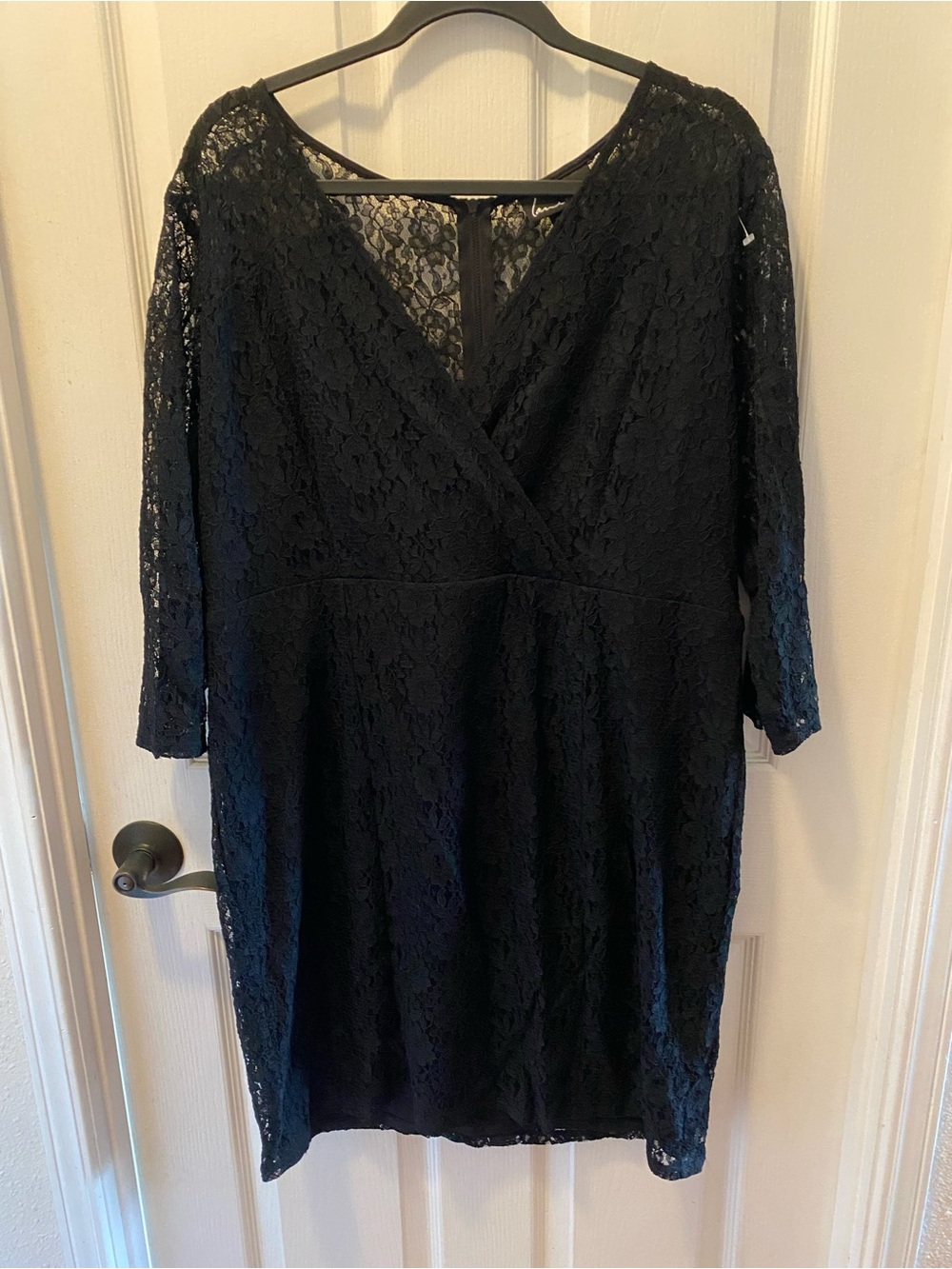 Lane Bryant Black Lace V‑Neck Long Sleeve Dress